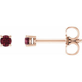 14K Rose 2.5 mm Natural Mozambique Garnet Earrings